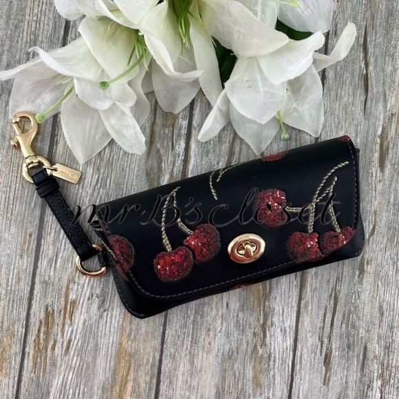 Authentic Coach Sunglass Case With Cherry Print & Smooth Leather Bag Purse main image 6